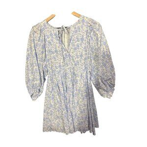 Fanco Womens S Floral Cottagecore Dress With Puff Sleeves & Tie Back